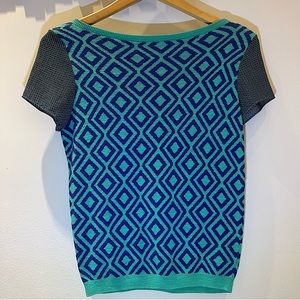 Ann Taylor Loft mixed material knit top XS - unique geometric print